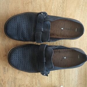 Dark blue leather slip ons Merrell